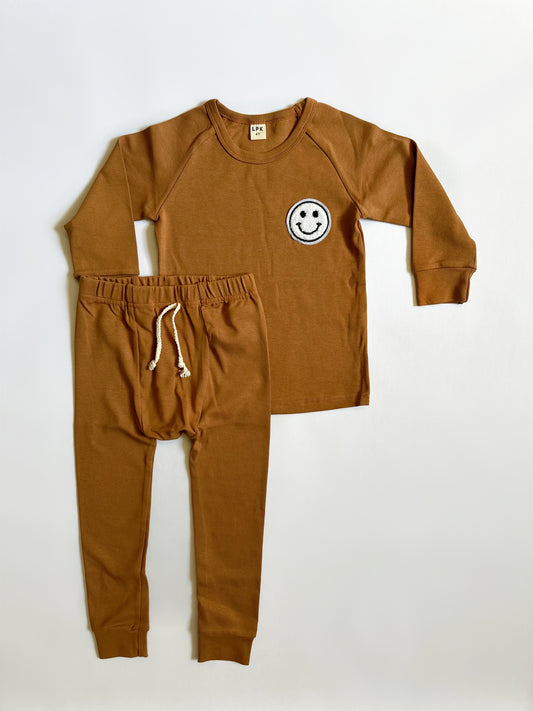 Tan Smiley Face 2 Piece Lounge Set