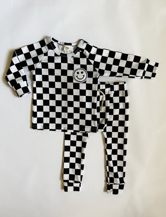 Black Checkered 2 Piece Lounge Set